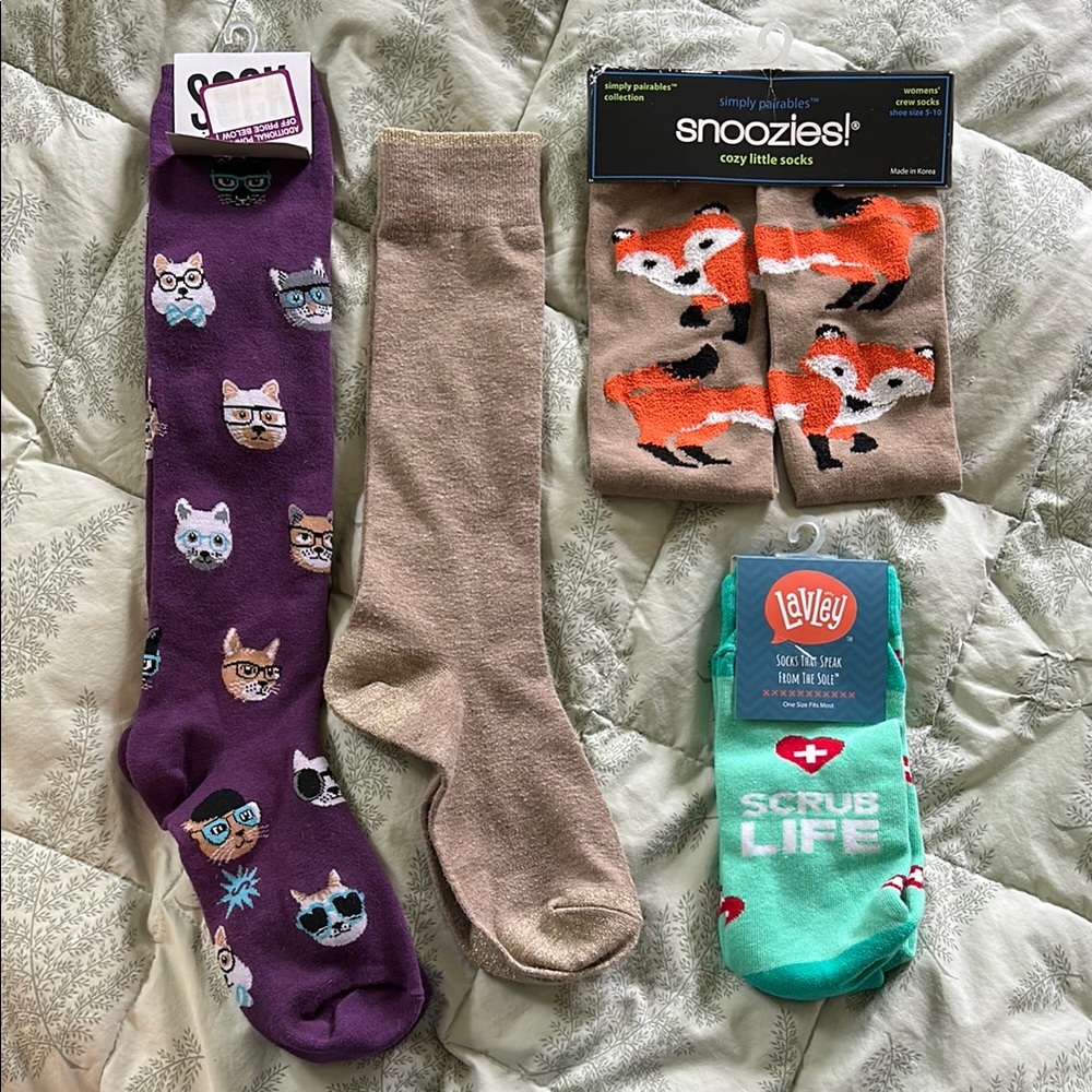 Cozy Fox Socks - Orange and Tan